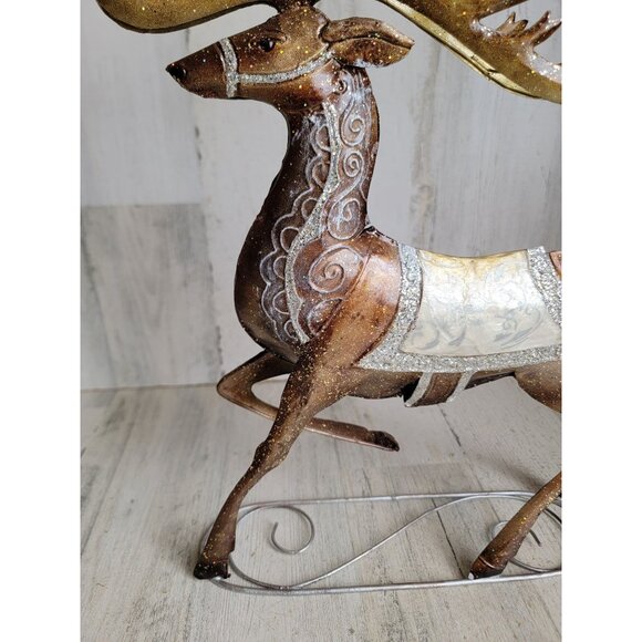 Pier 1 ? Metal glitter reindeer Xmas home decor unique deer buck figure - Picture 3 of 10